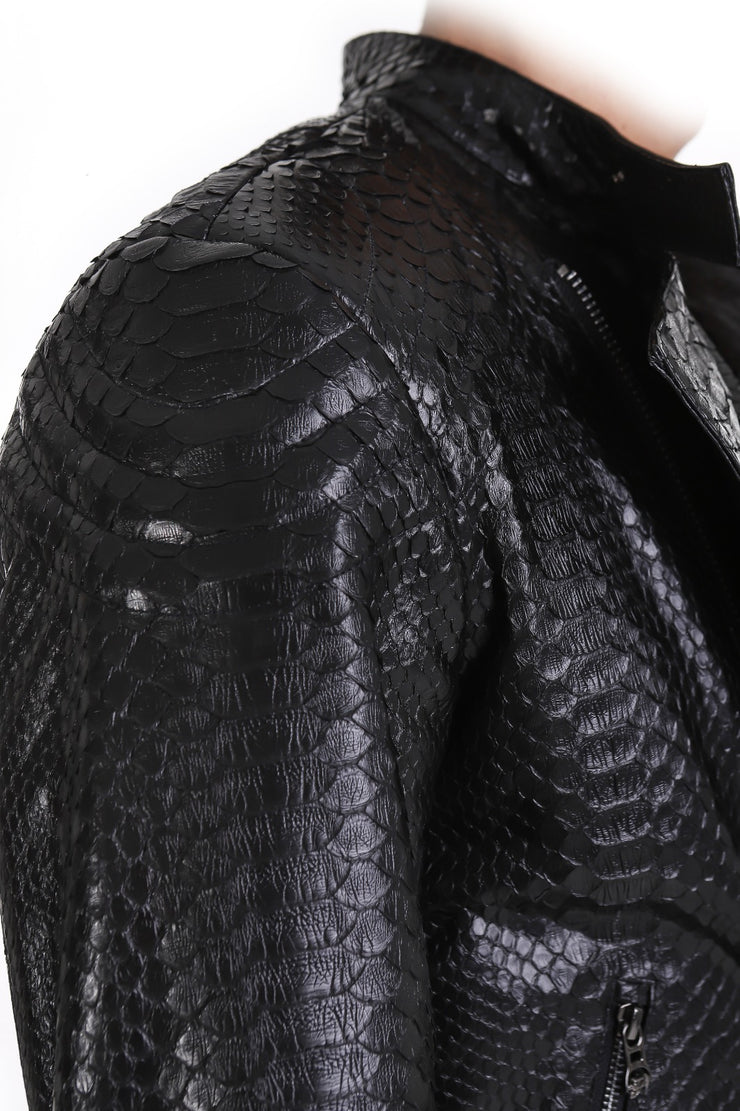 The Aristes Pythn Black Leather Jacket