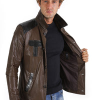 La chaqueta de cuero marrón Pitman para hombre 