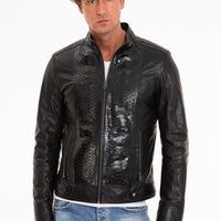 The Solvito Pythn Black Leather Men Jacket