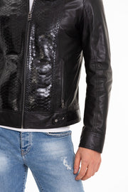 The Solvito Pythn Black Leather Jacket