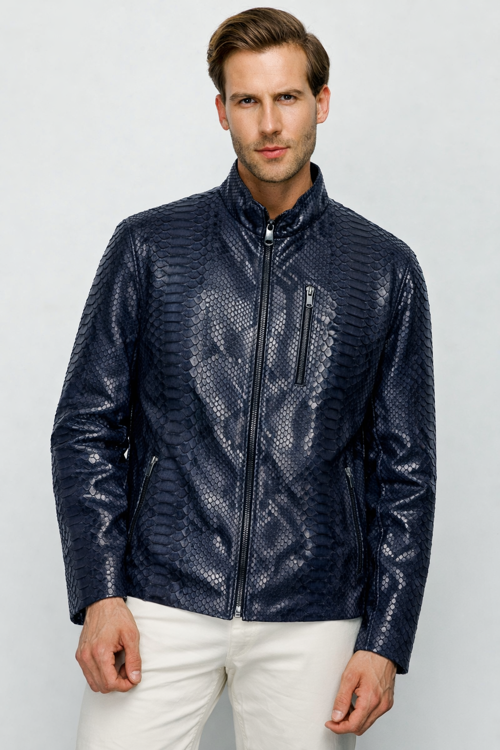 Chaqueta de cuero para hombre Boss Python Tan 