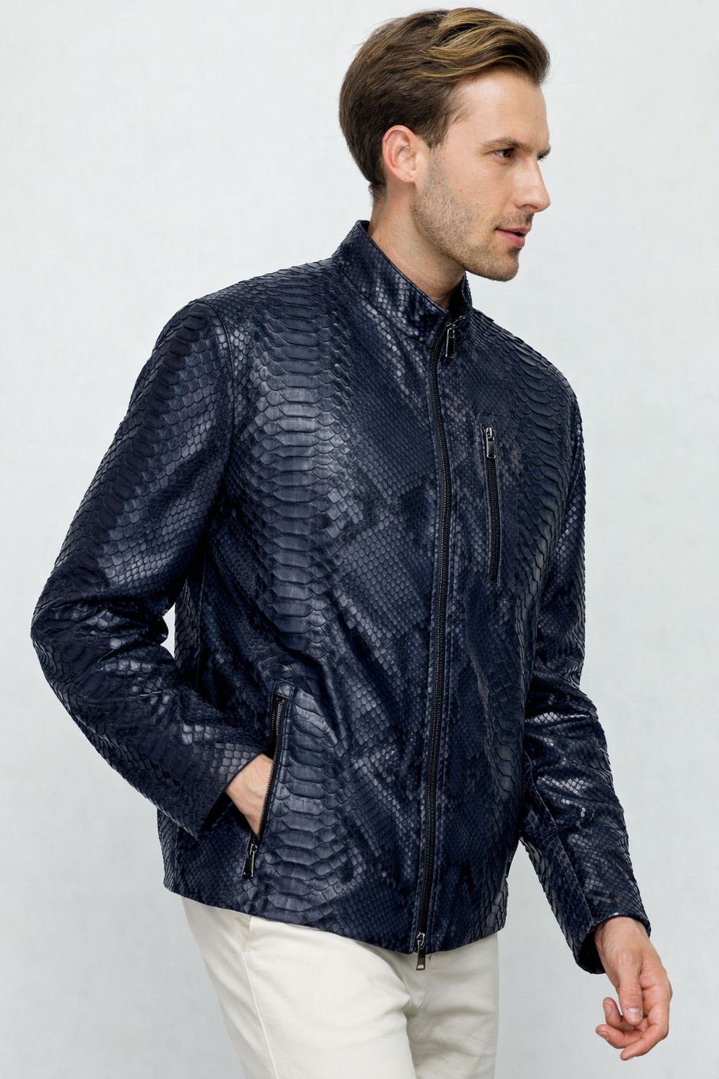 Chaqueta de cuero para hombre Boss Python Tan 