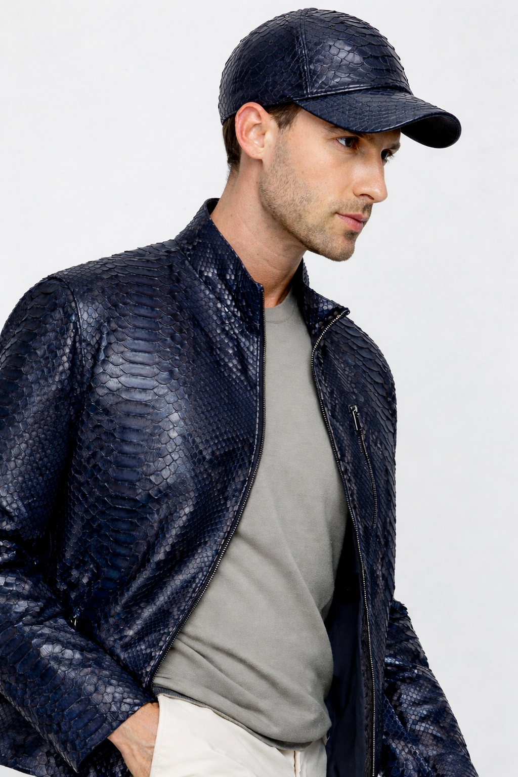 Chaqueta de cuero para hombre Boss Python Tan 