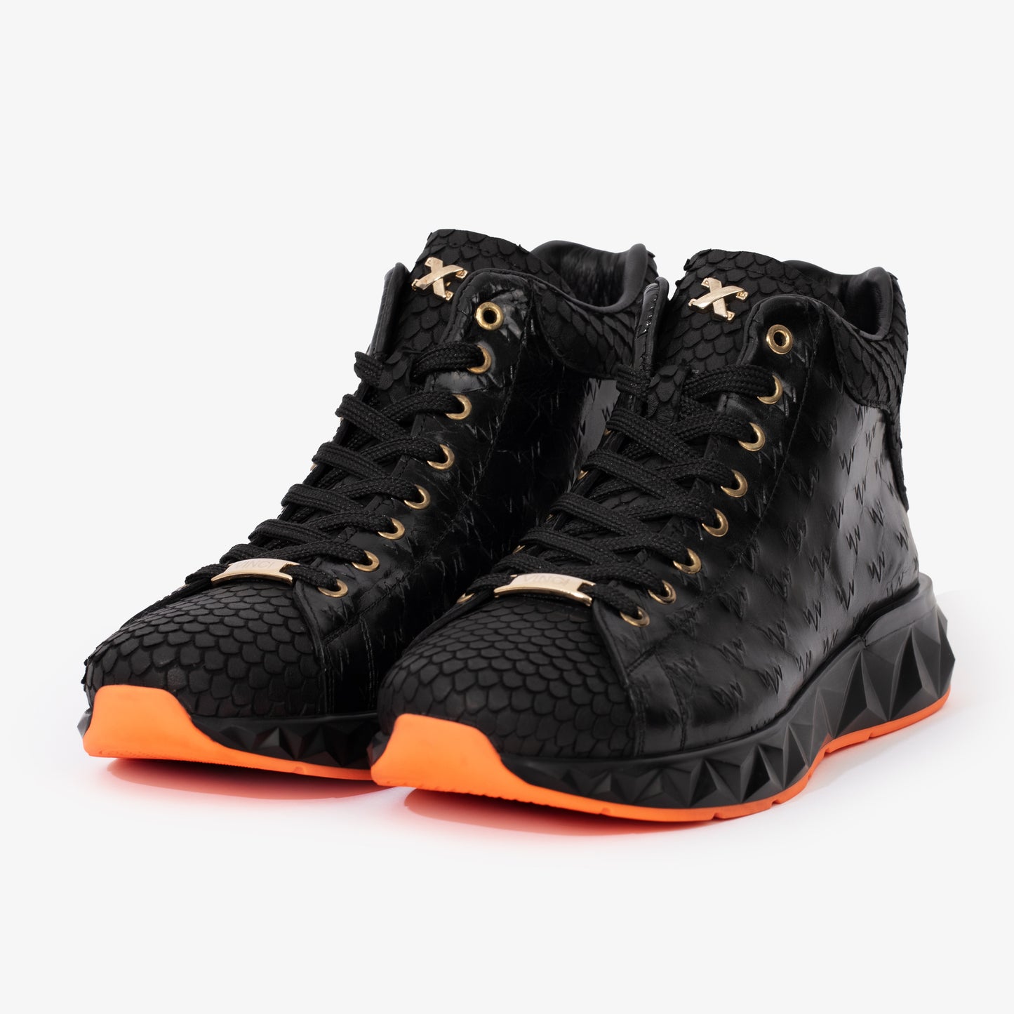 Zapatillas altas de cuero negro para hombre The Caesars