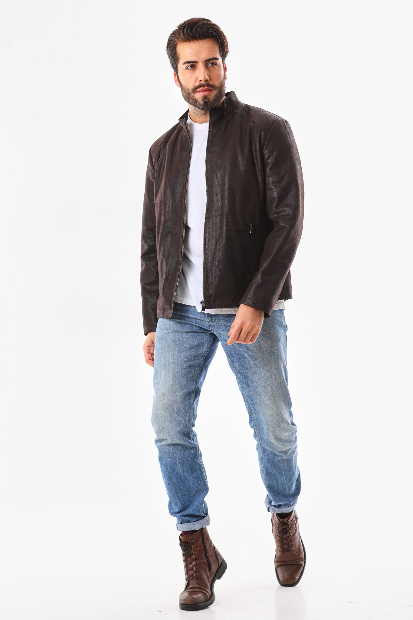 The Modena Matte Espresso Leather Men Jacket
