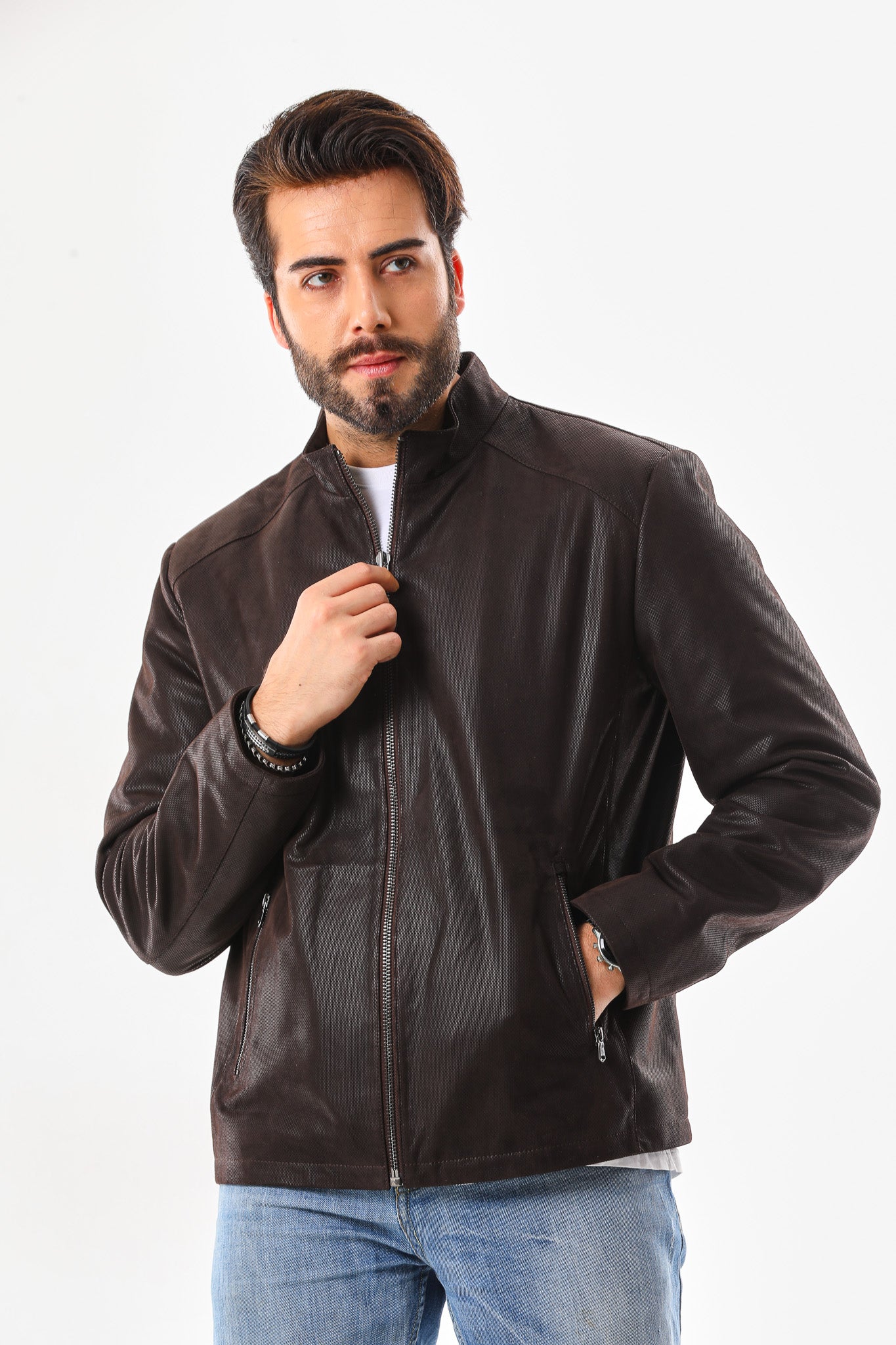 The Modena Matte Espresso Leather Men Jacket