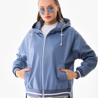 The Polar Blue Leather Women Jacket