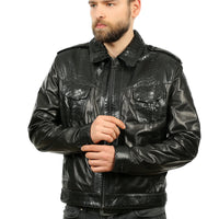 La chaqueta de cuero negro de pitón de Laquin para hombre 