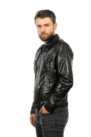 The Laquin Pythn Black Leather Jacket