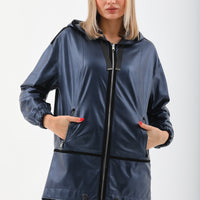 The Vega Navy Reversible Leather Women Jacket