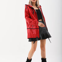 The Vega Red Reversible Leather Women Jacket
