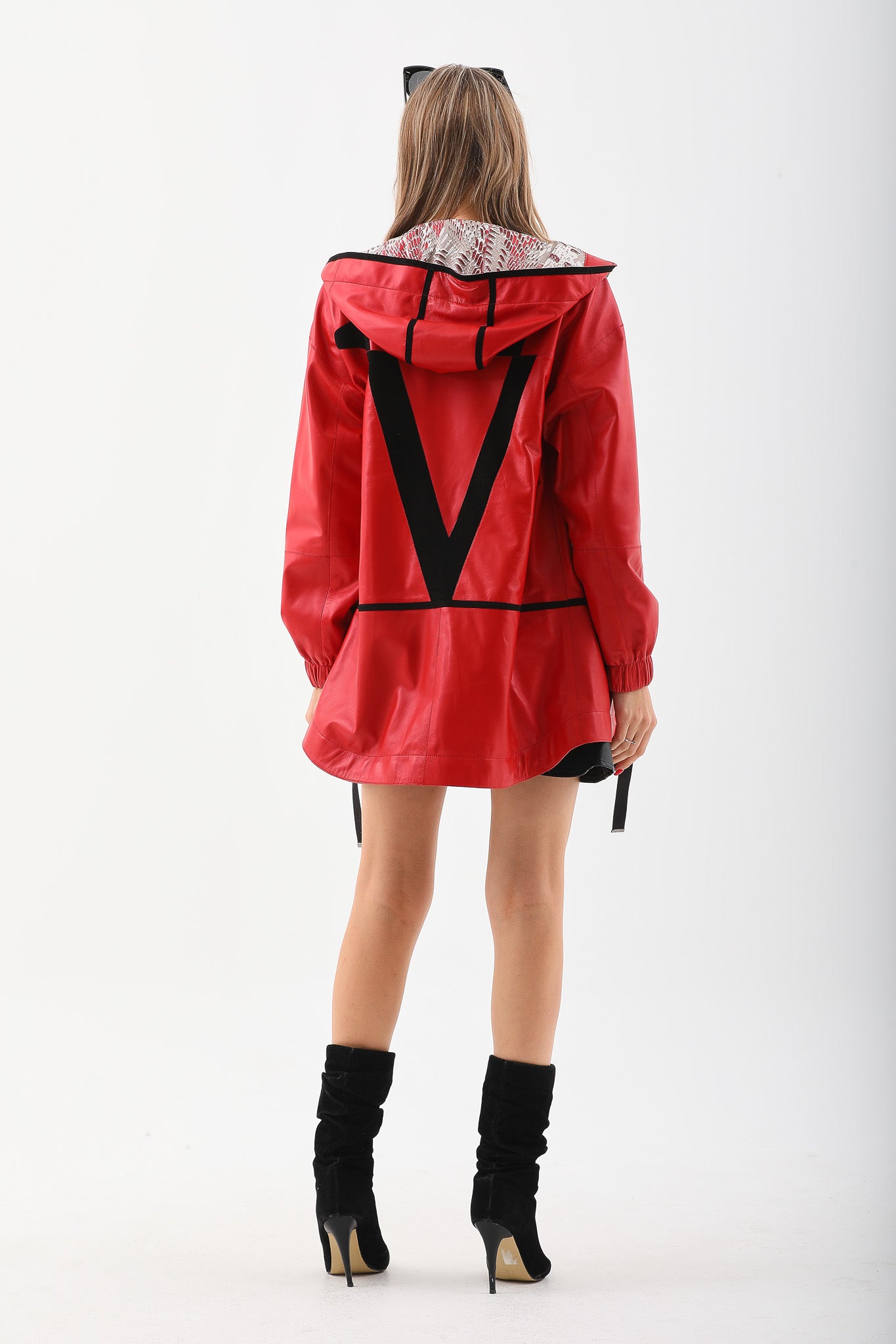 The Vega Red Reversible Leather Women Jacket