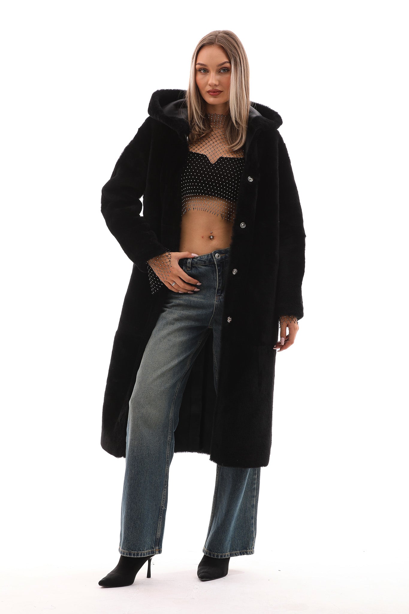 The Virella Reversible Hooded Shearling Leather Jacket