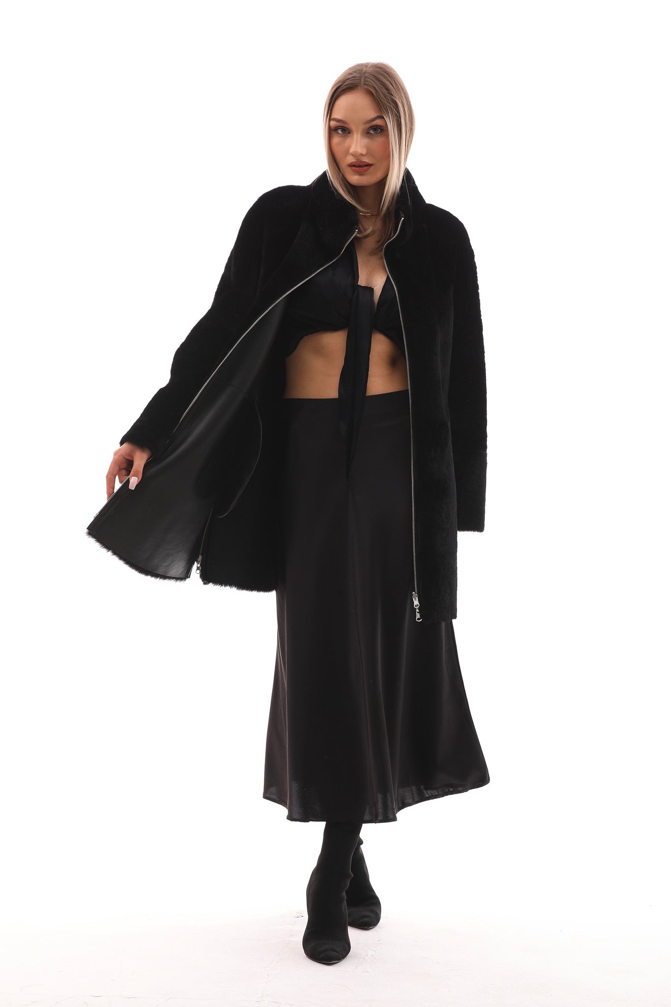 The Nyra Reversible Shearling Women Leather Jacket