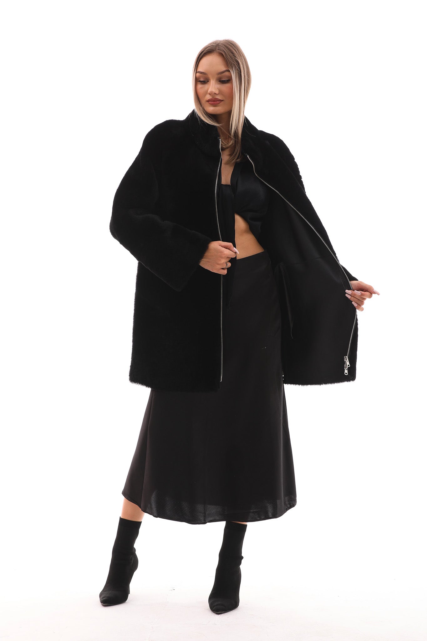 The Nyra Reversible Shearling Women Leather Jacket