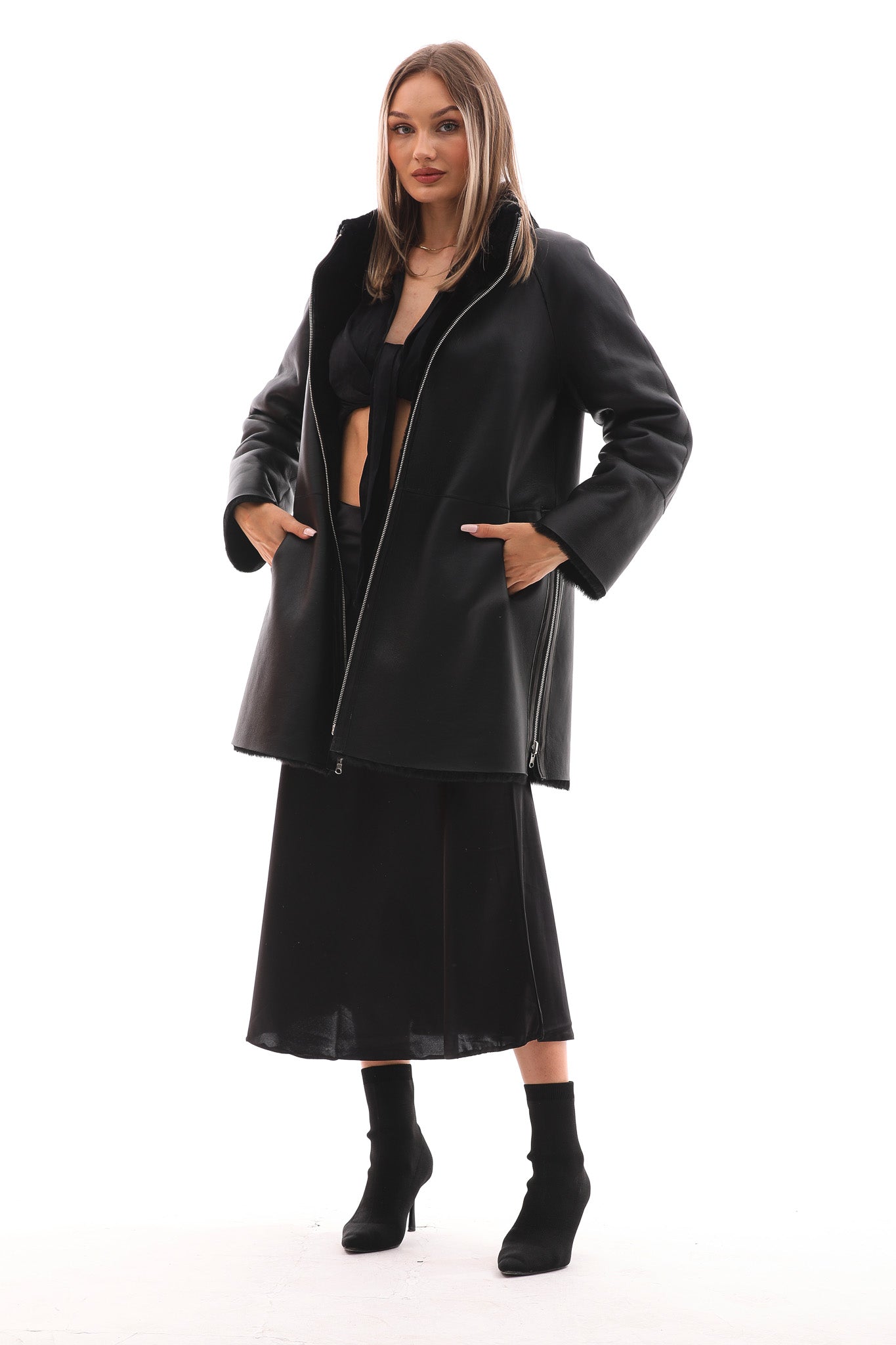 The Nyra Reversible Shearling Women Leather Jacket