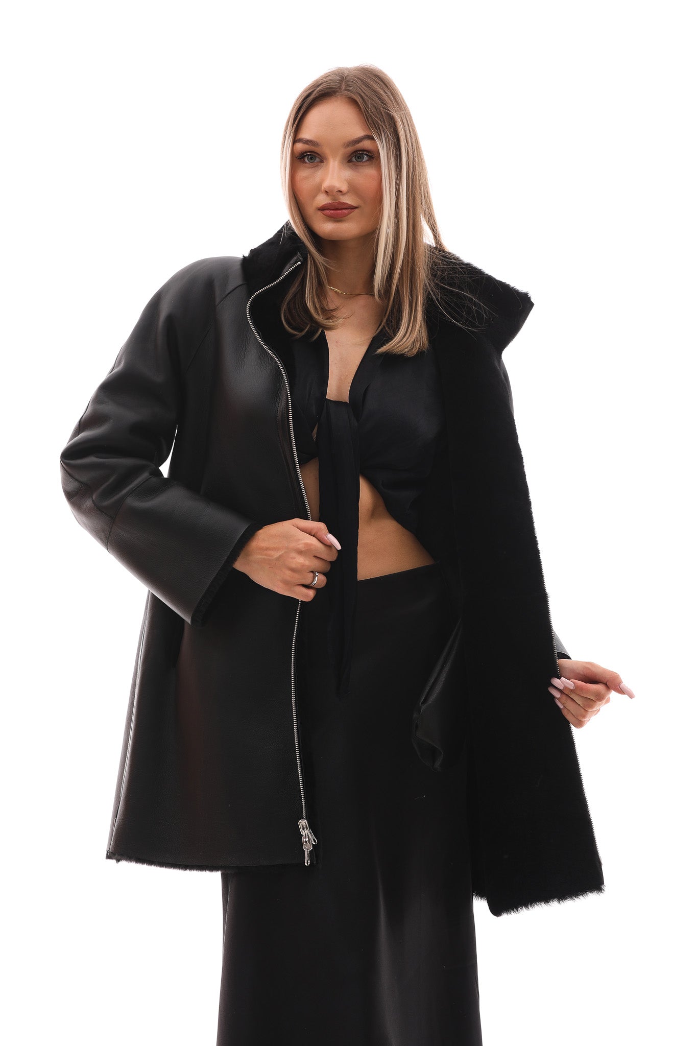 The Nyra Reversible Shearling Women Leather Jacket