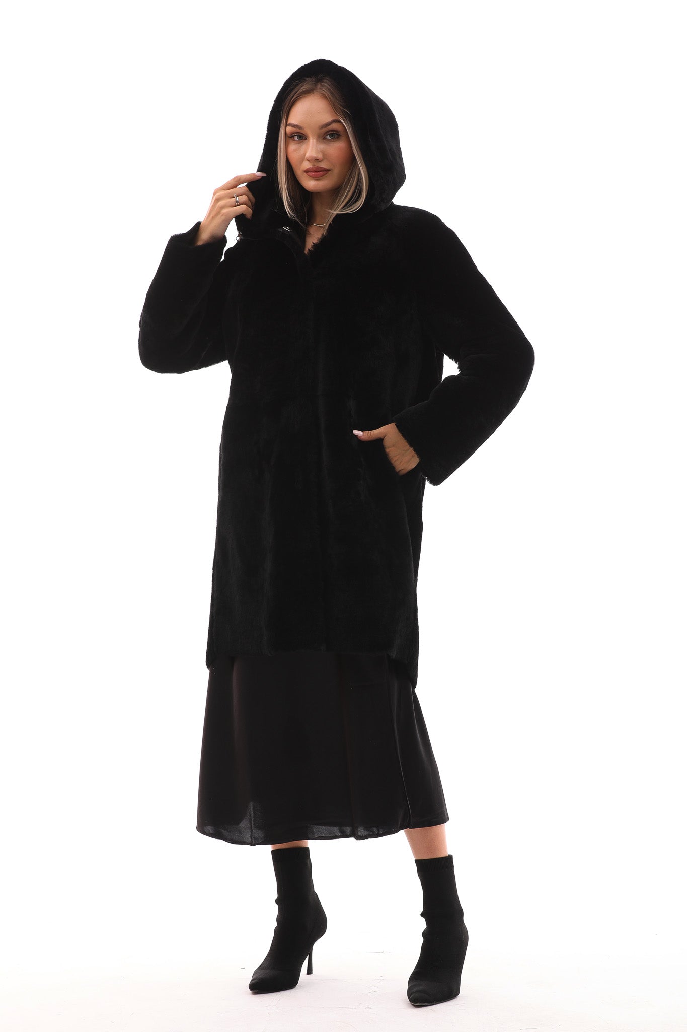 The Noctura Reversible Hooded Shearling Leather Jacket