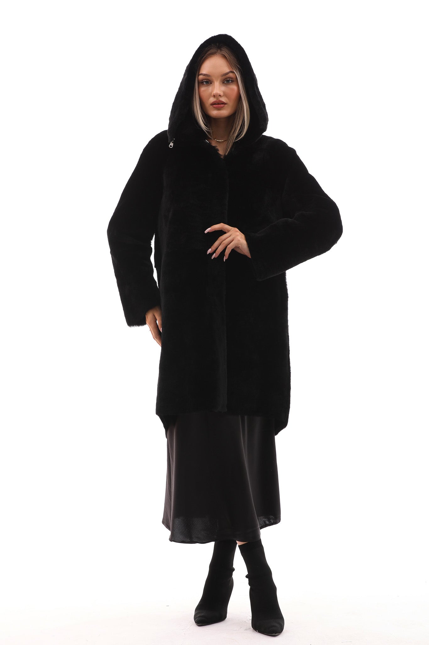 The Noctura Reversible Hooded Shearling Leather Jacket