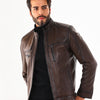 The Rossi Chaqueta de Cuero para Hombre en Marrón Oscuro