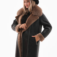 The Onyx Caramel Shearling & Fox Fur Leather Women Jacket