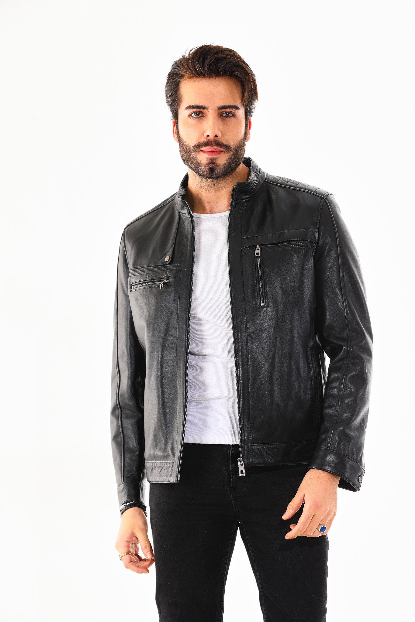 The Rossi Black Leather Men Jacket