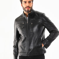 The Rossi Black Leather Men Jacket