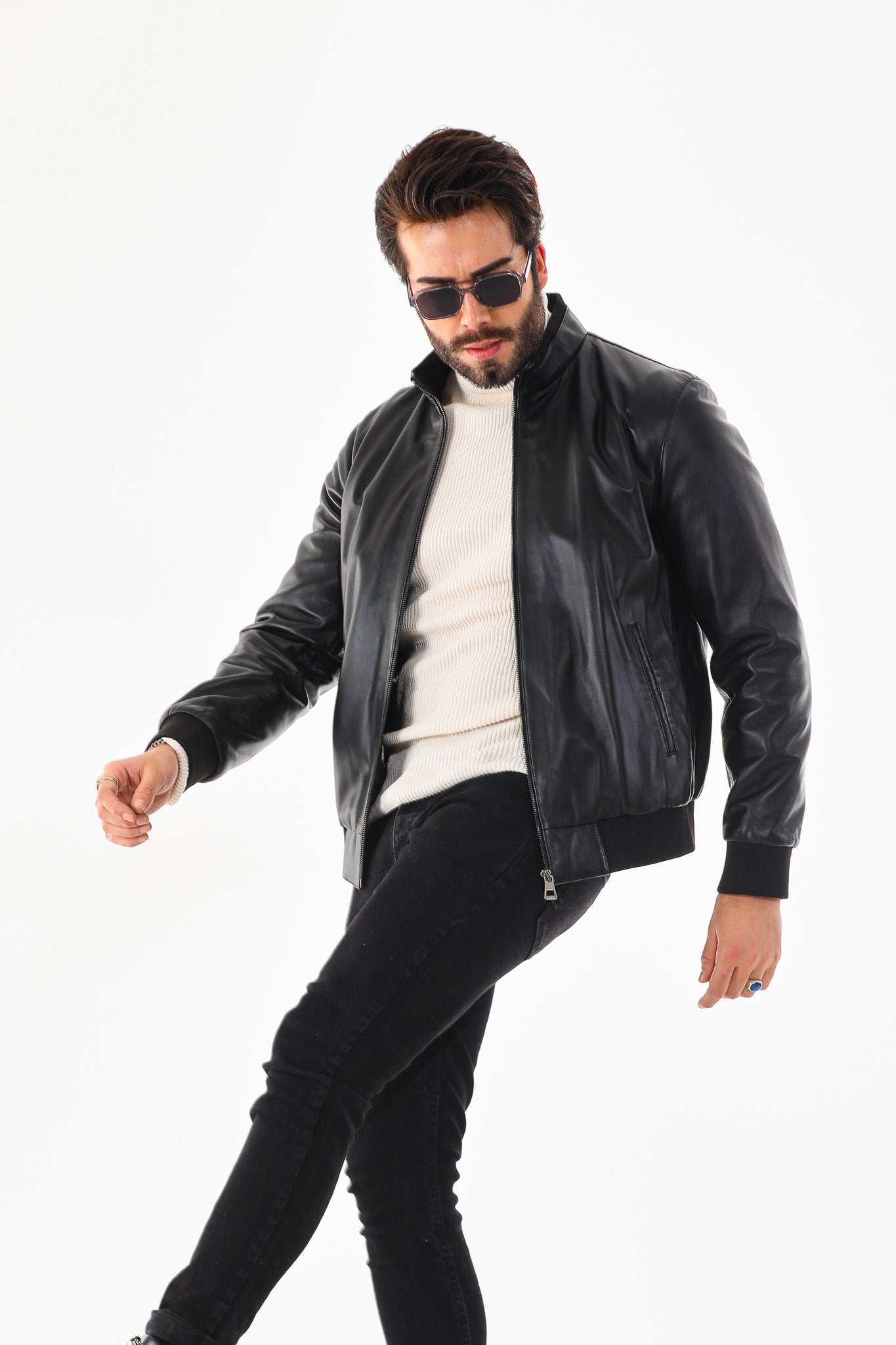 Monza Vintage Black Lambskin Men Leather Jacket