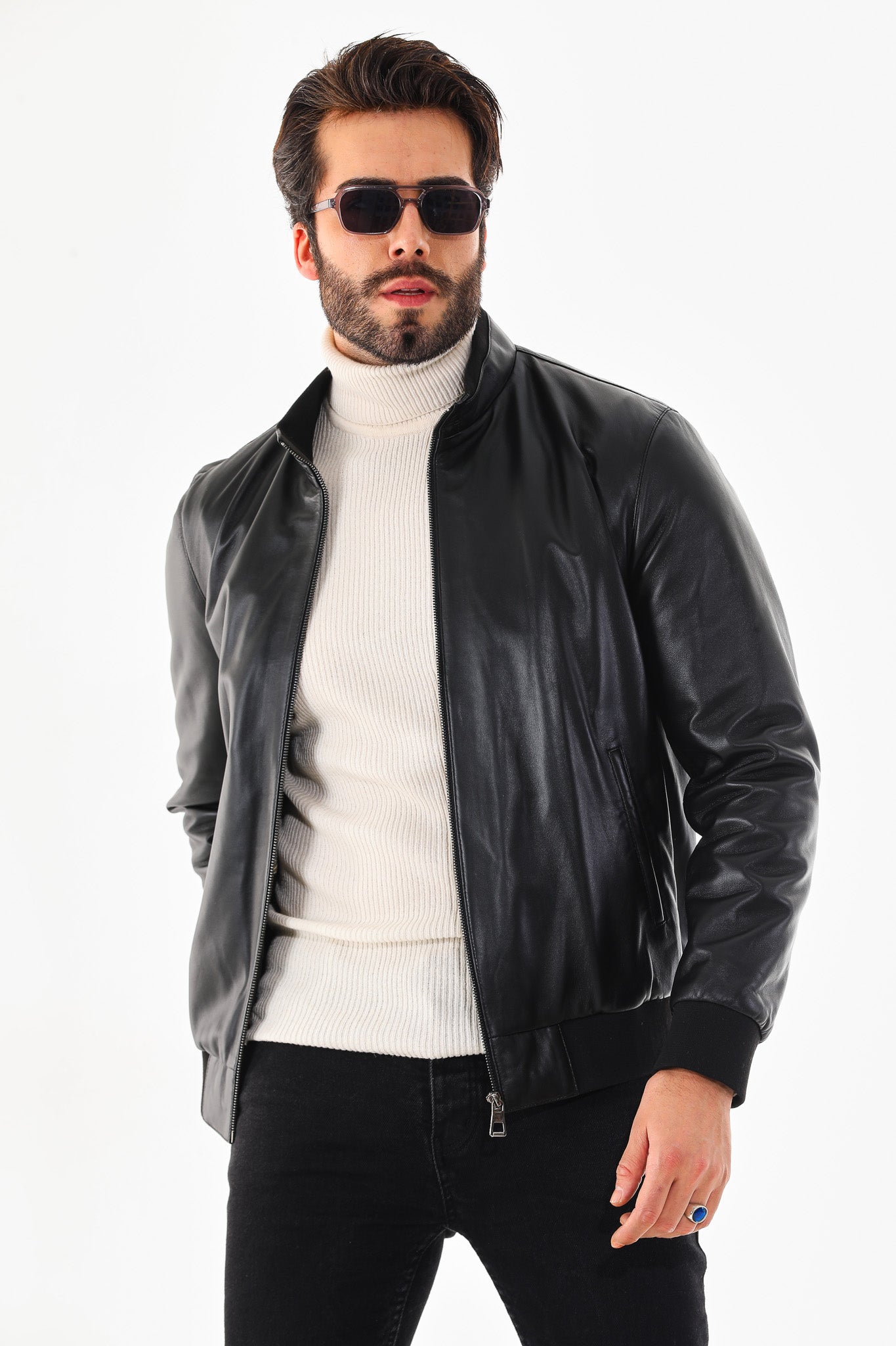 Monza Vintage Black Lambskin Men Leather Jacket