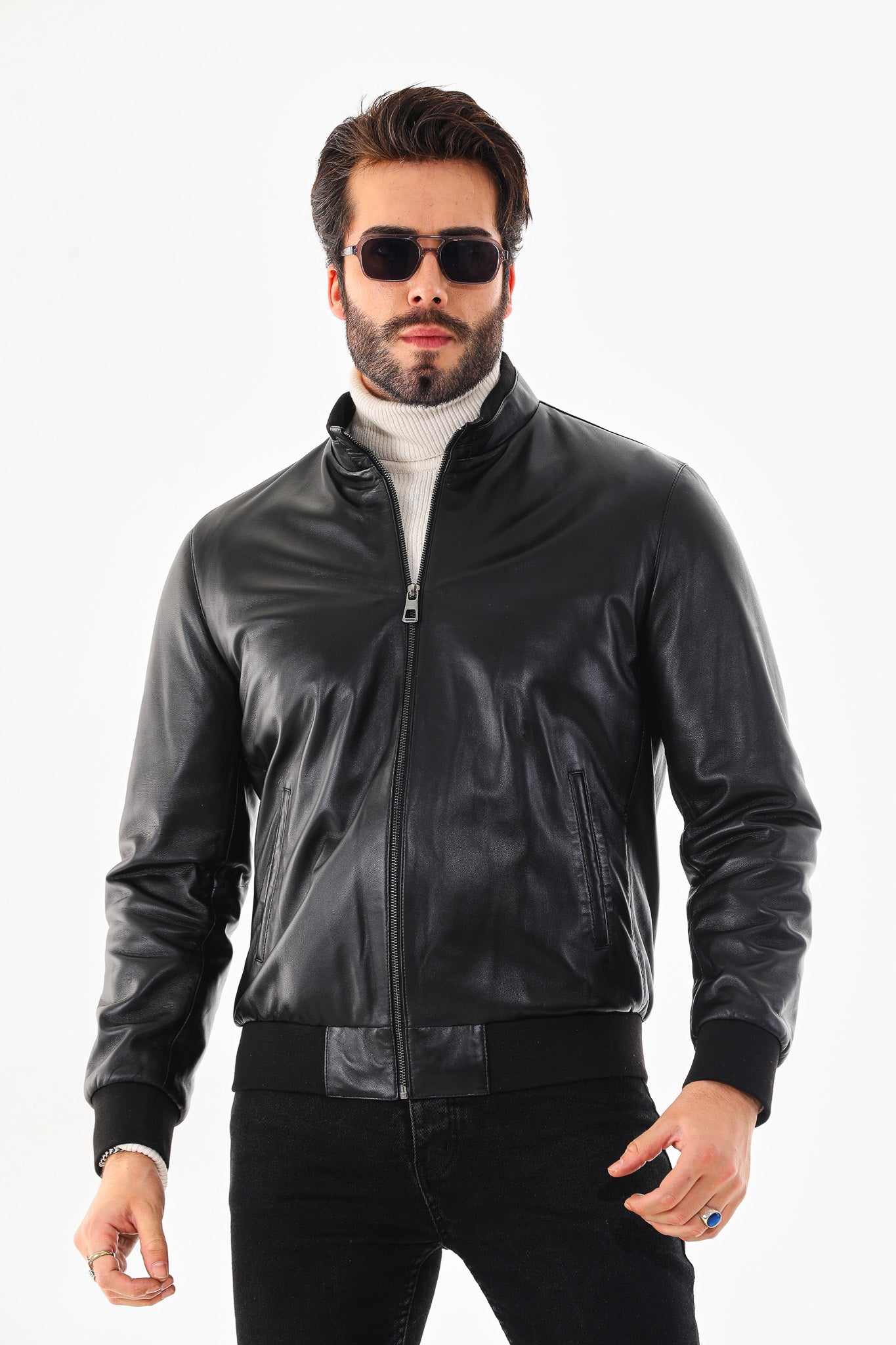 Monza Vintage Black Lambskin Men Leather Jacket