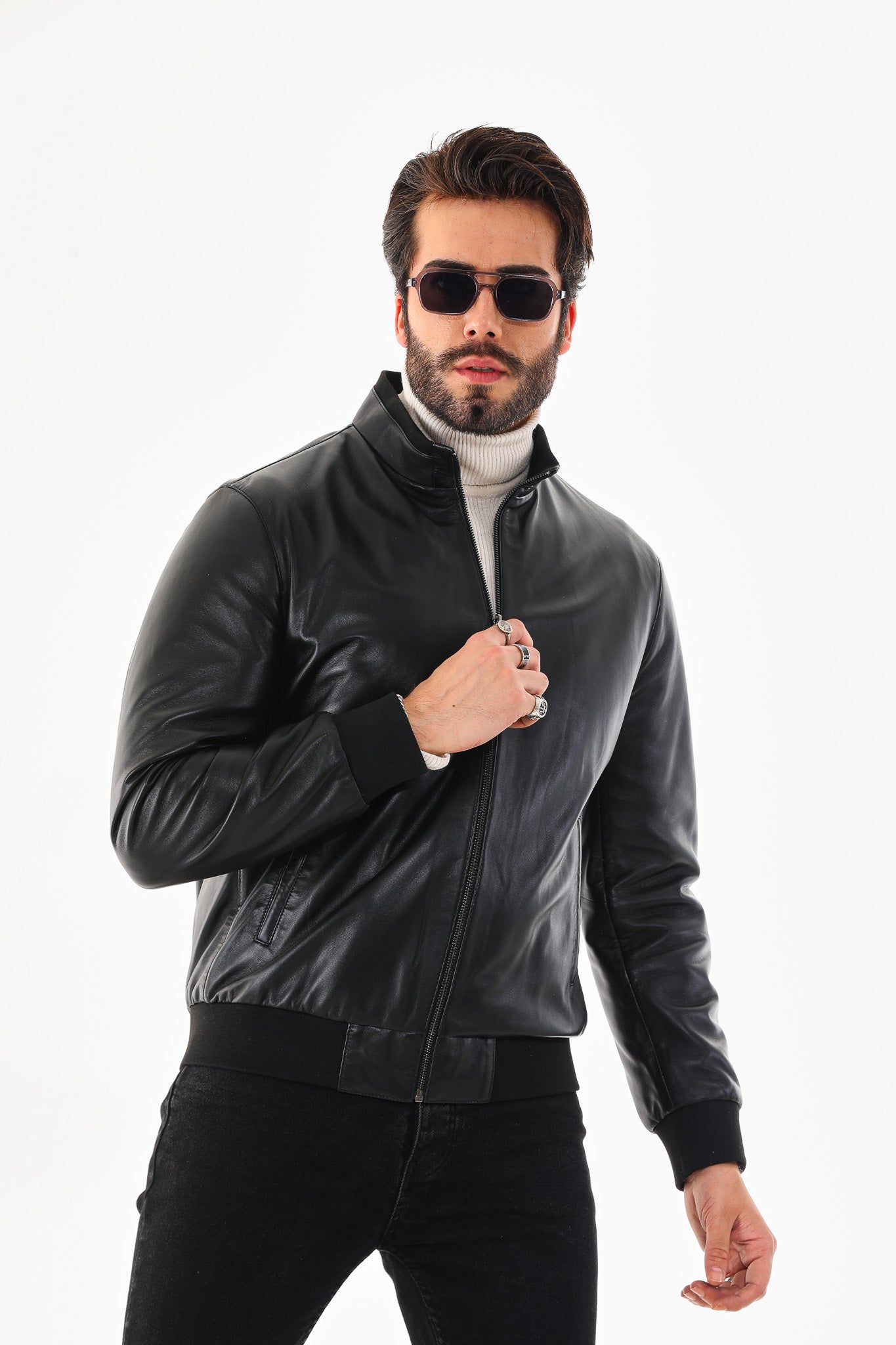 Monza Vintage Black Lambskin Men Leather Jacket