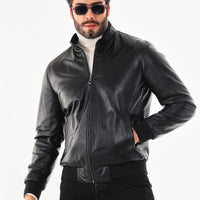 Monza Vintage Black Lambskin Men Leather Jacket