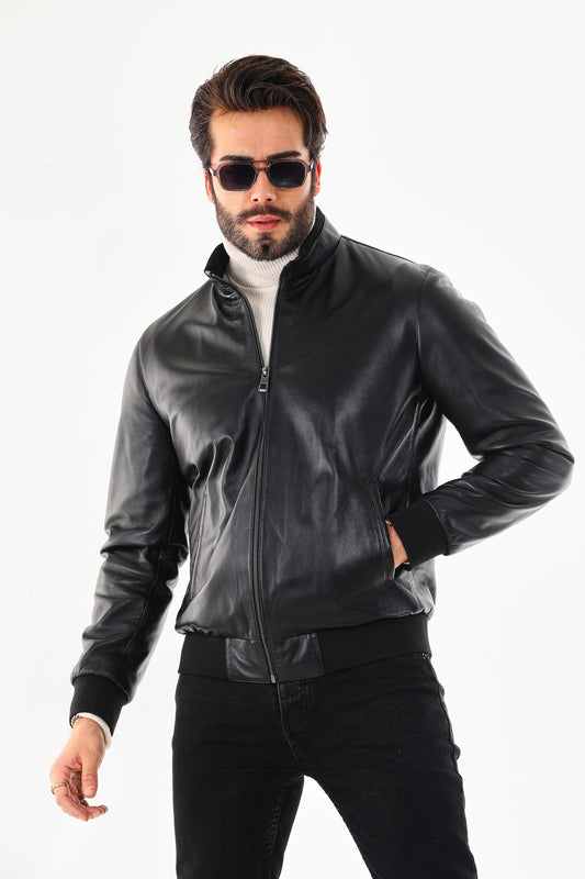 Monza Vintage Black Lambskin Men Leather Jacket