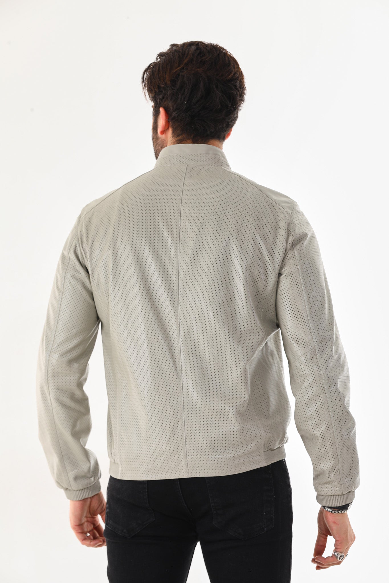 The Como Reversible Cream & Black Leather Bomber Jacket