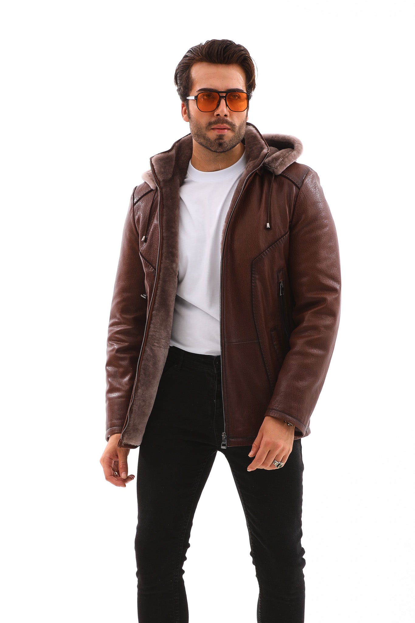 The Bergamo Brown Shearling Leather Men Jacket