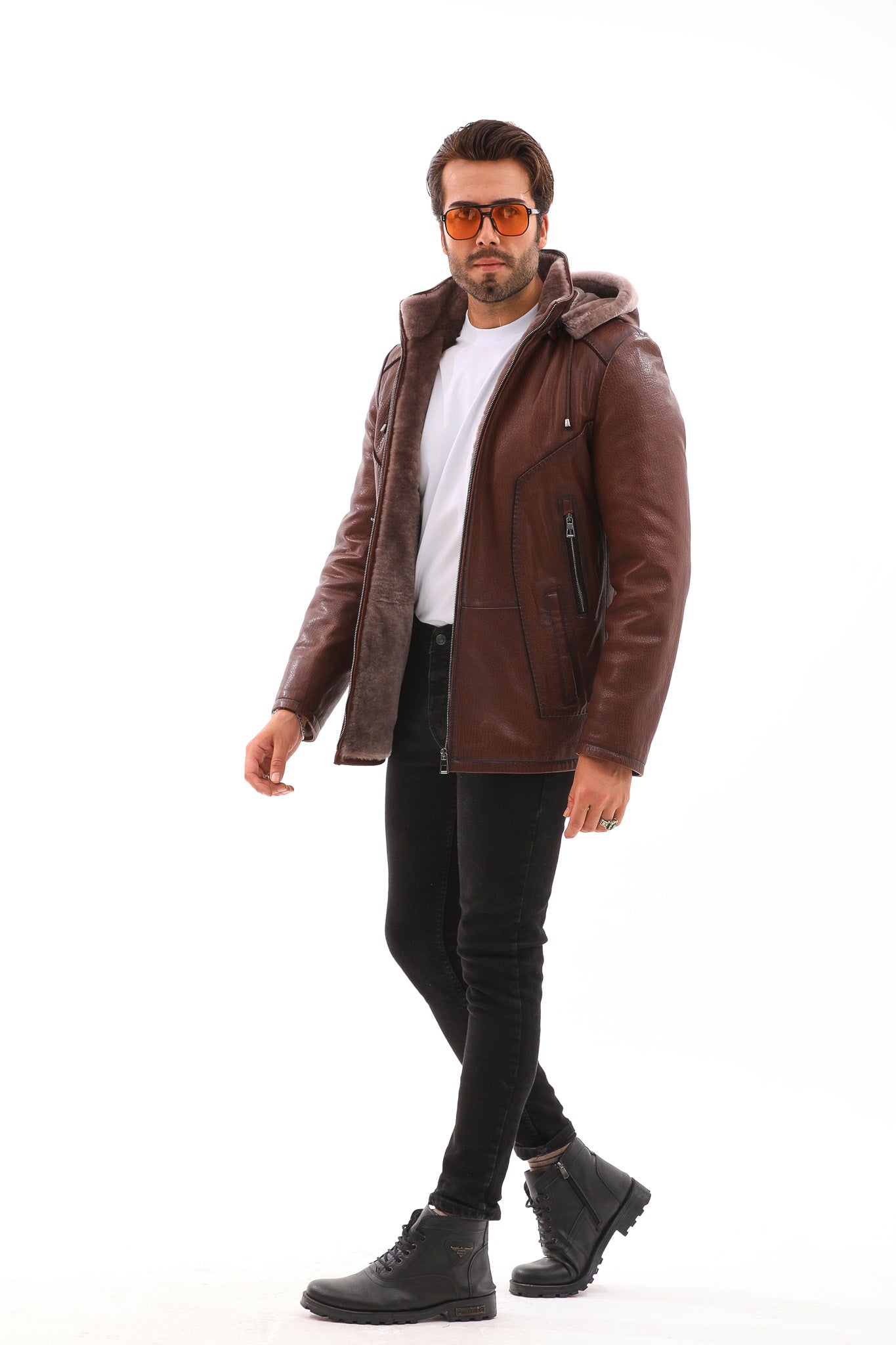 The Bergamo Brown Shearling Leather Men Jacket
