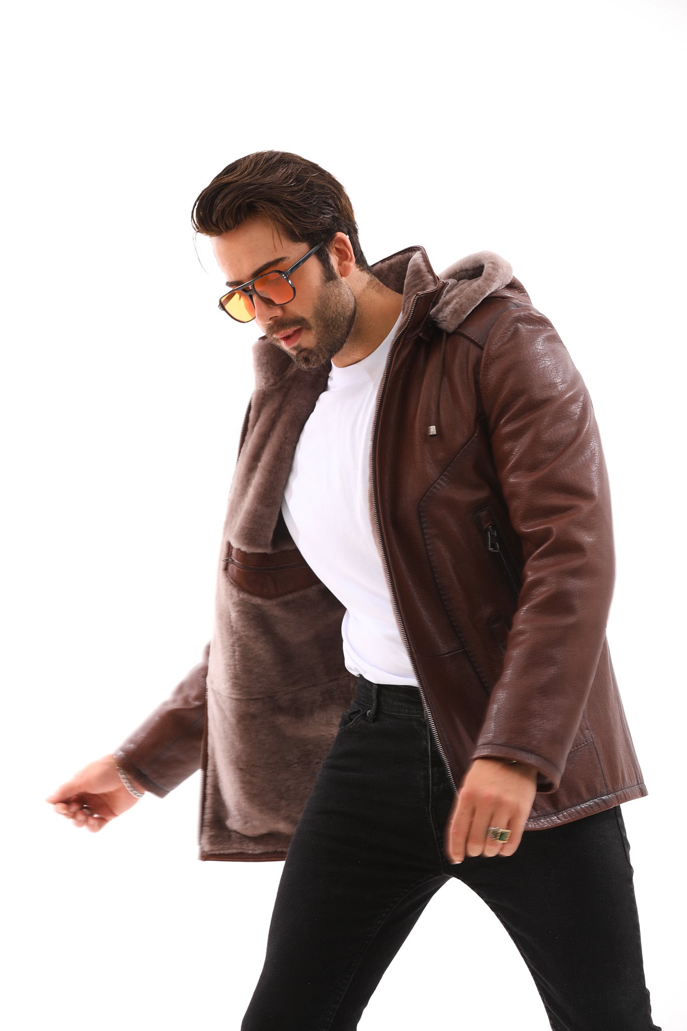 The Bergamo Brown Shearling Leather Men Jacket
