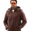 The Bergamo Chaqueta de Cuero para Hombre con Forro de Borrego Marrón