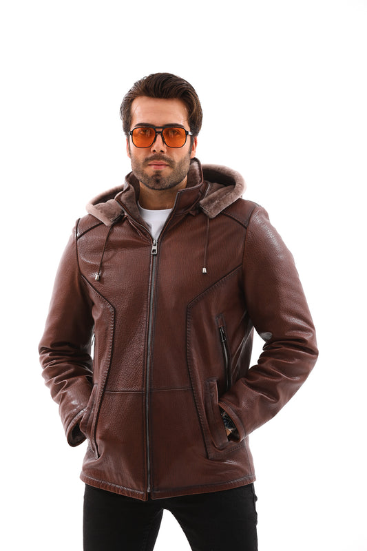 The Bergamo Brown Shearling Leather Men Jacket