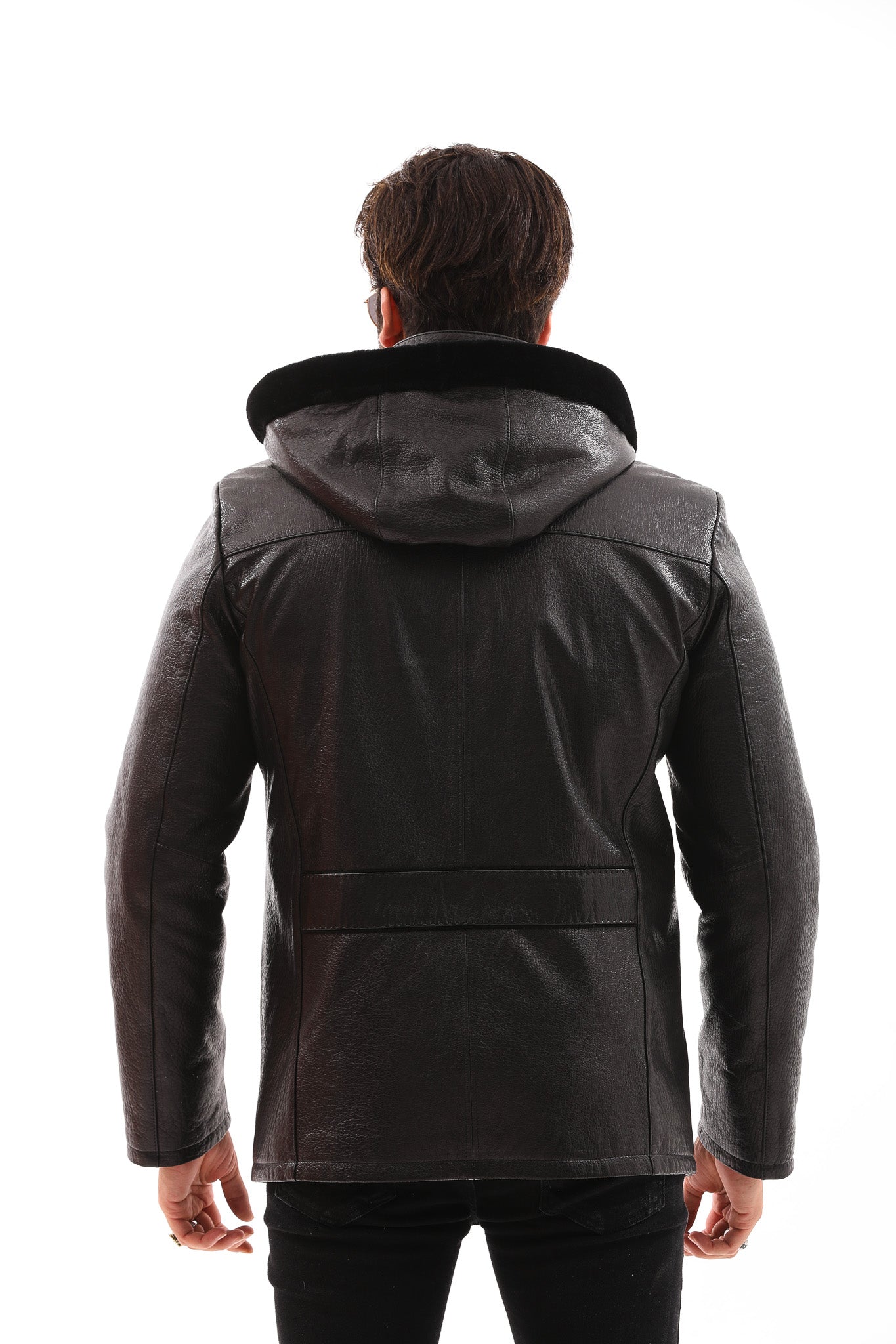 The Bergamo Black Shearling Leather Men Jacket