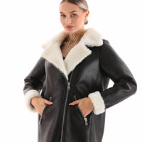The Prague Black & White Leather Women Jacket