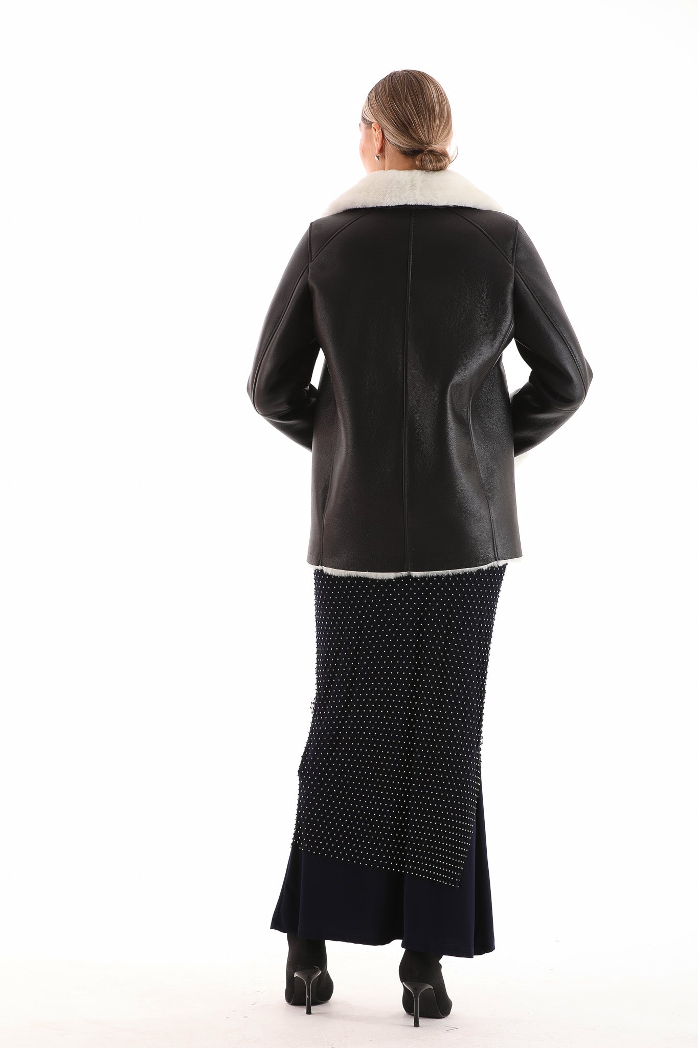 The Prague Black & White Leather Women Jacket