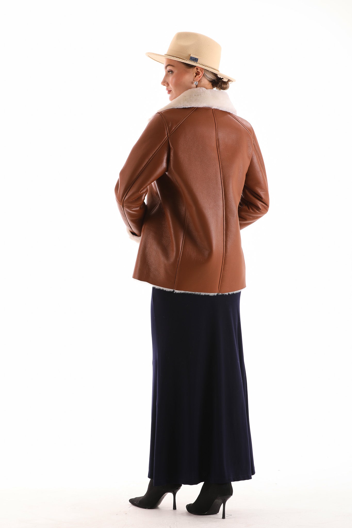 The Prague Tan Leather Women Jacket