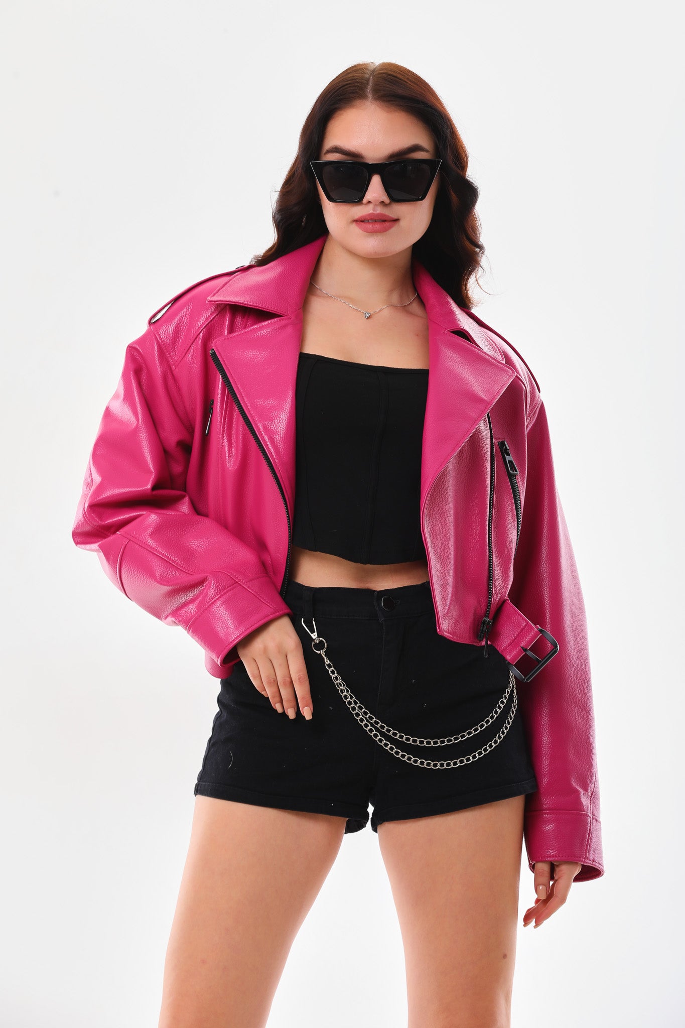 The Blaze Fuchsia Leather Women Jacket