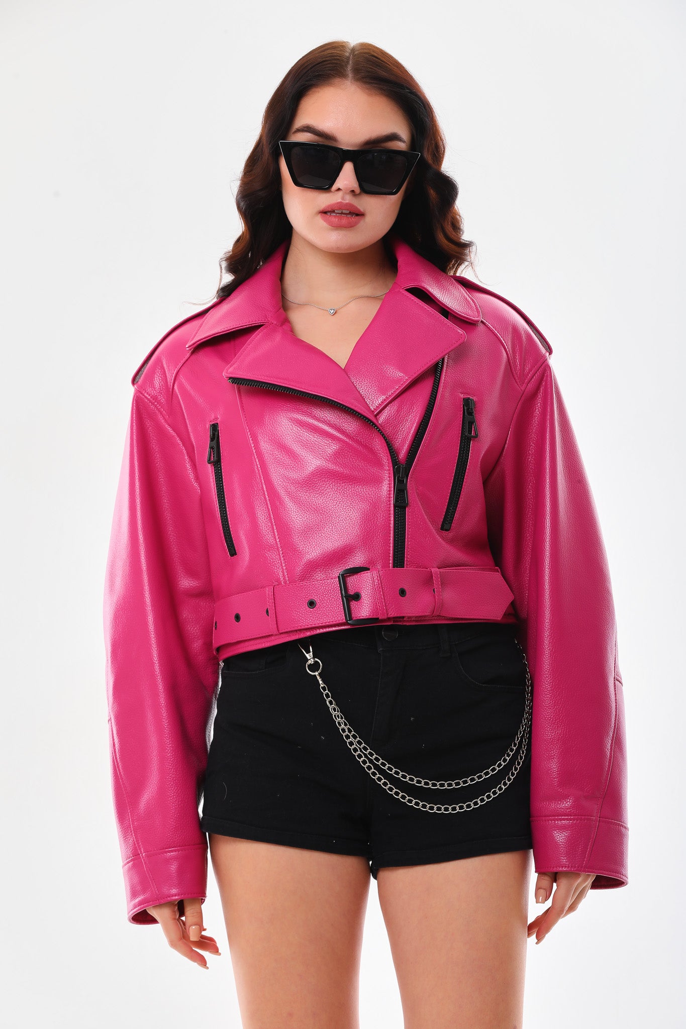 The Blaze Fuchsia Leather Women Jacket