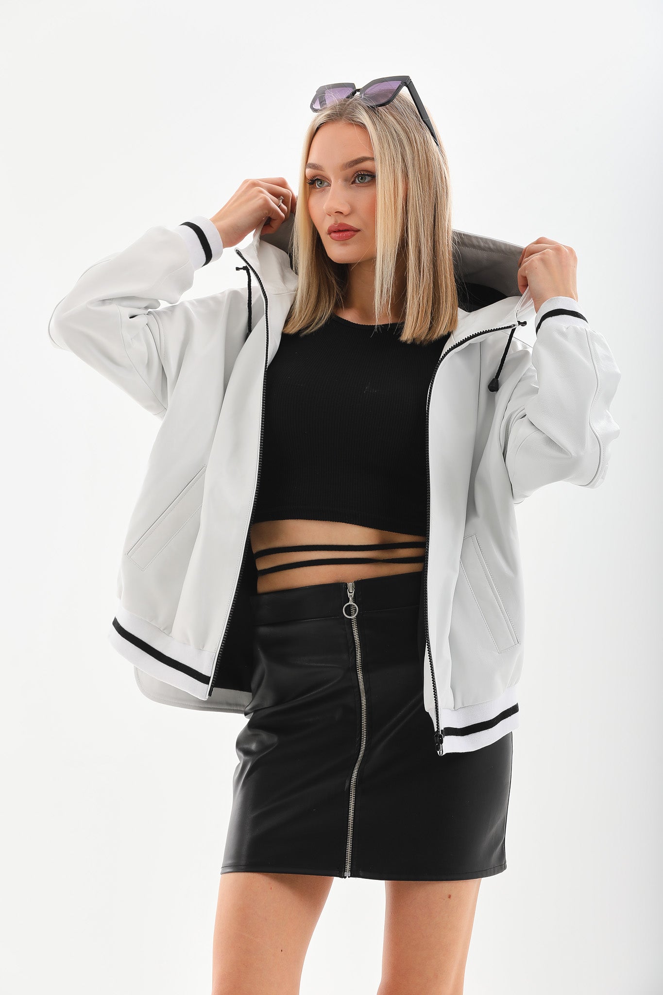 The Polar White Leather Women Leather Jacket