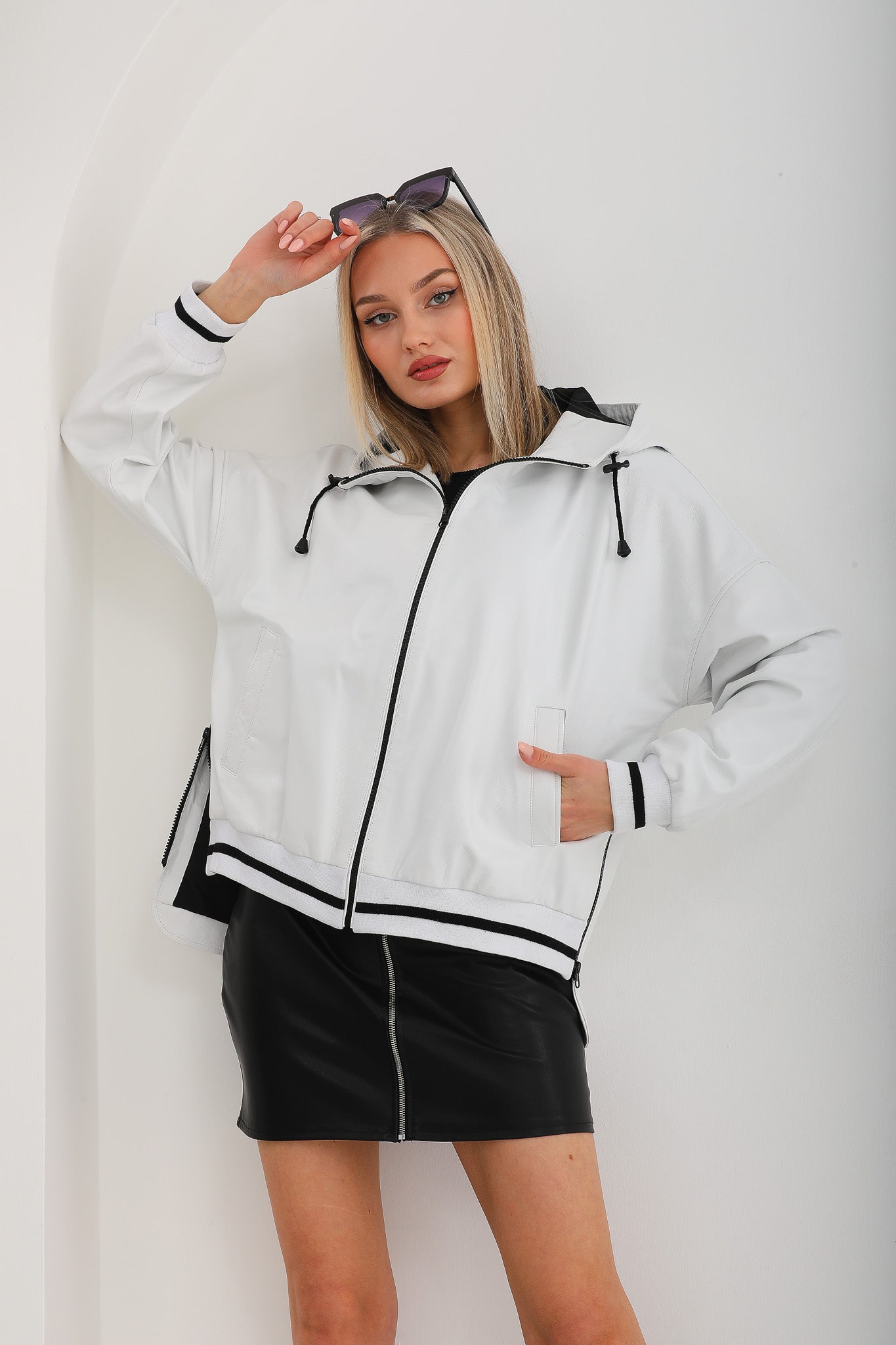 The Polar White Leather Women Leather Jacket