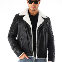 The Cortina Black Shearling Leather Men Jacket