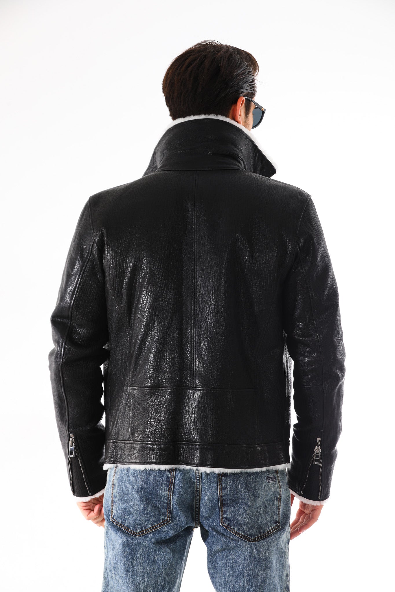 The Cortina Black Shearling Leather Men Jacket