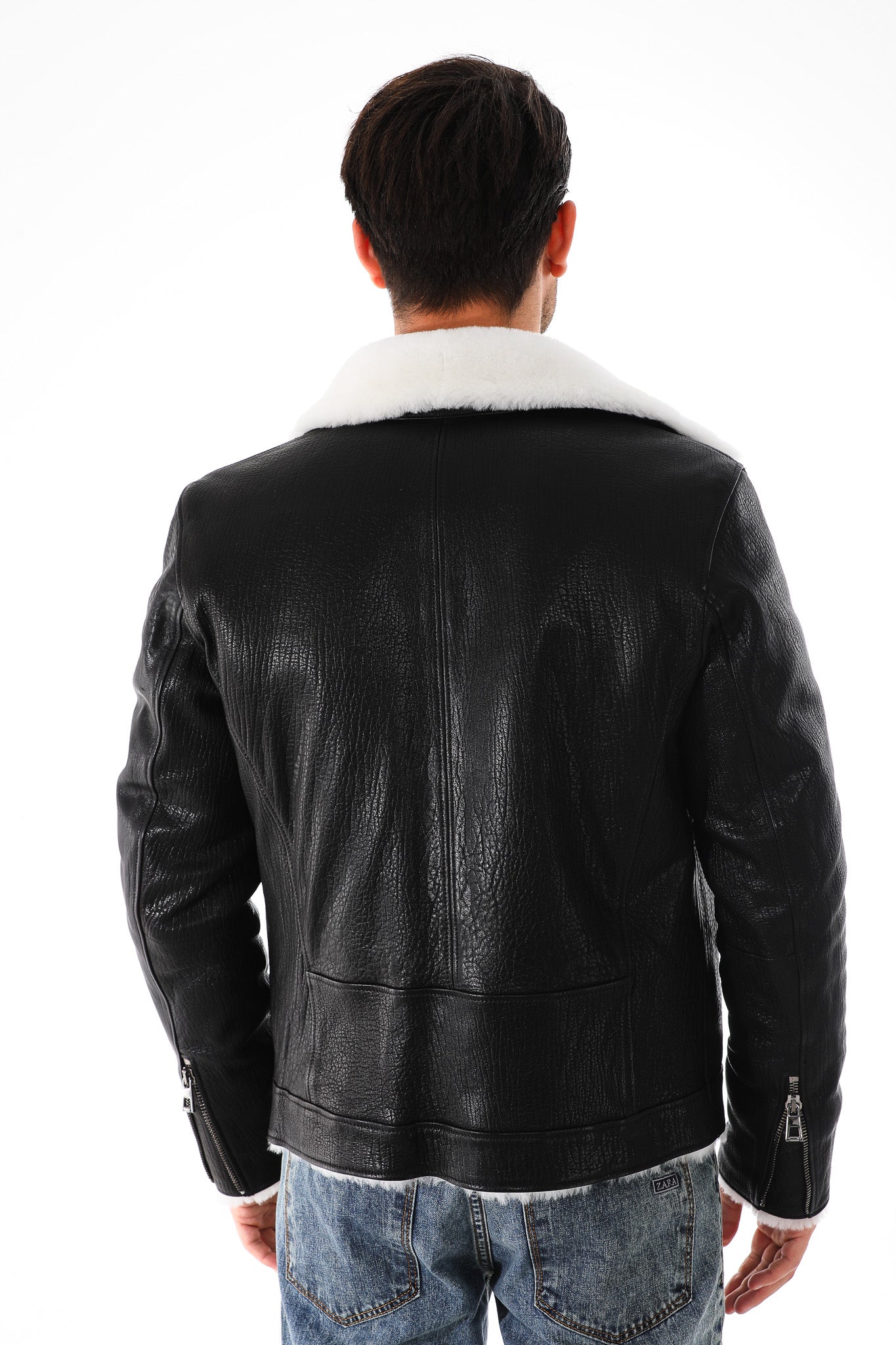 The Cortina Black Shearling Leather Men Jacket